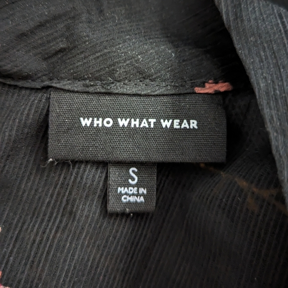 Who What Wear Chiffon Mini Dress Long Sleeve Floral Ruffle Trim Pullover Size S - Picture 4 of 5